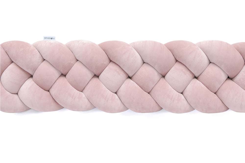 Geflochtener Bettschutz, 4 Stränge, Samt/Puderrosa