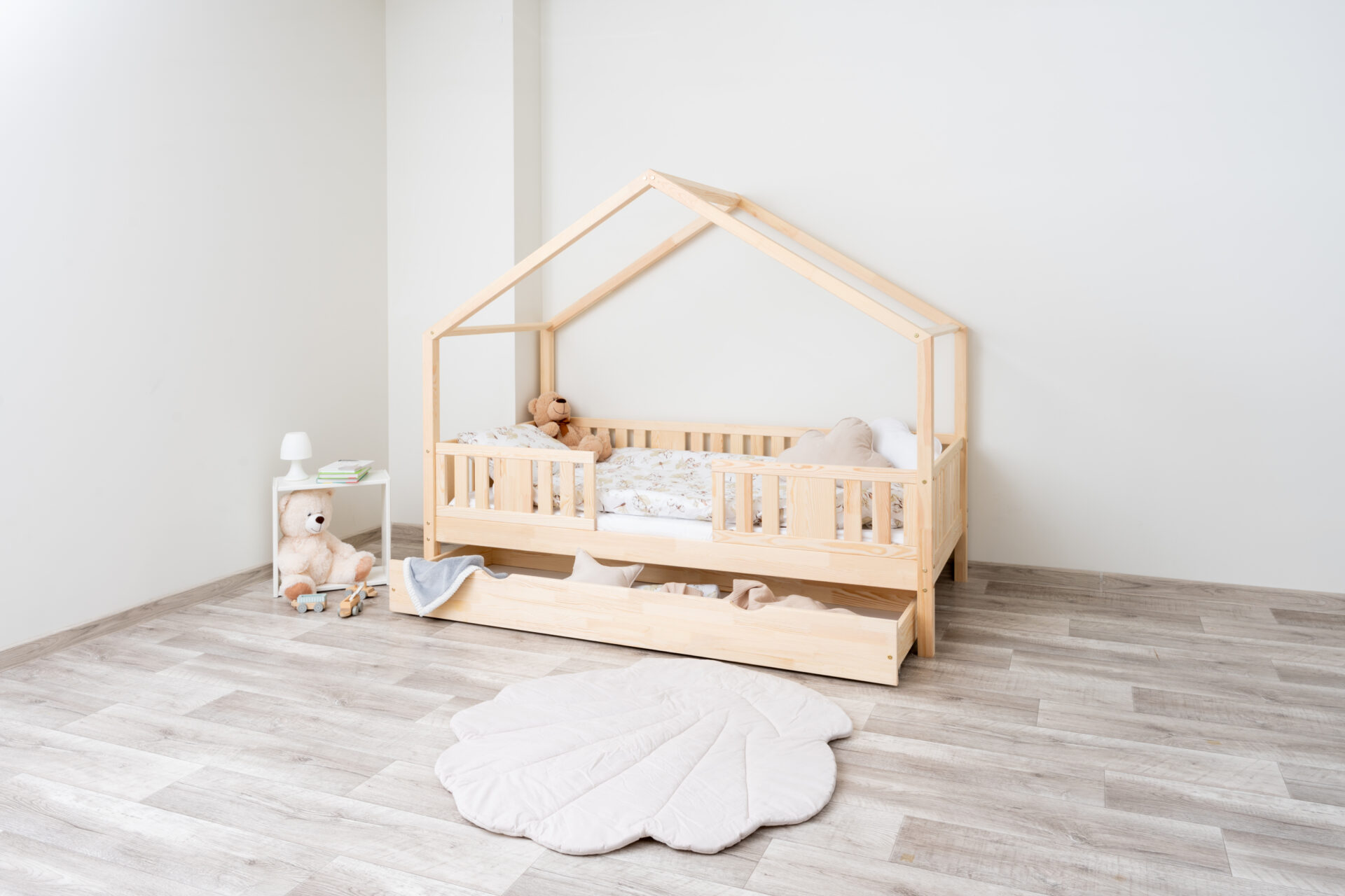 NIKO SHORT 20 nielakierowane 2 (2) Kinderbett LUNETTA mit Schublade