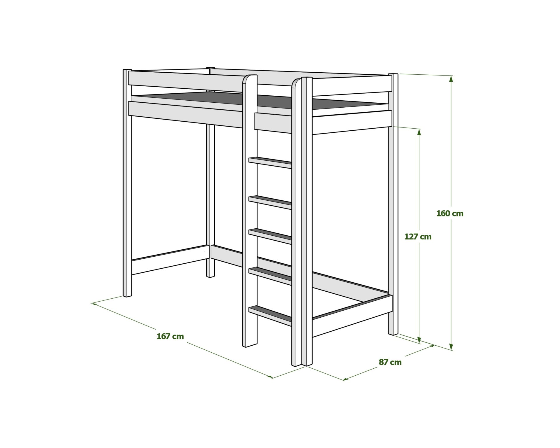 ant160 80x160 Etagenbett für Kinder AVELA 160cm