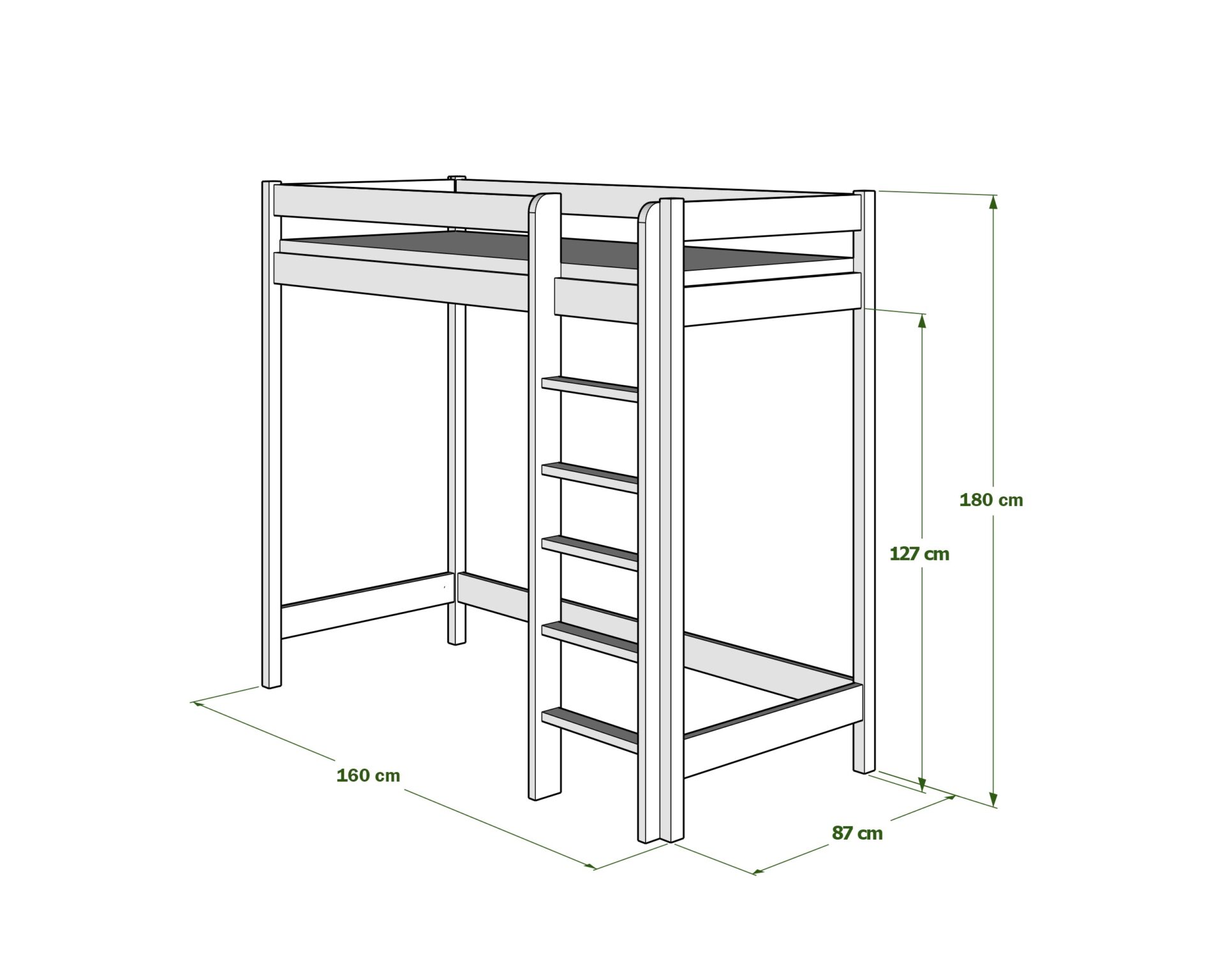ant80x160 Etagenbett für Kinder AVELA 180cm