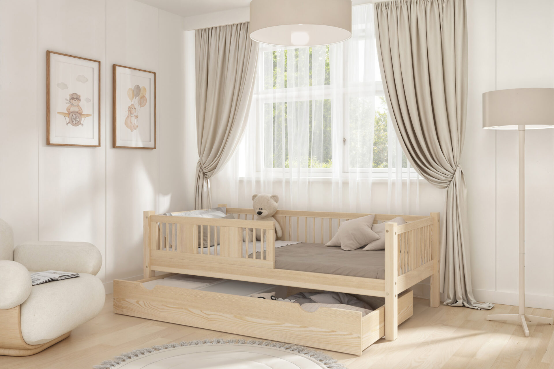 nw2_1s Kinderbett LUNA mit Schublade