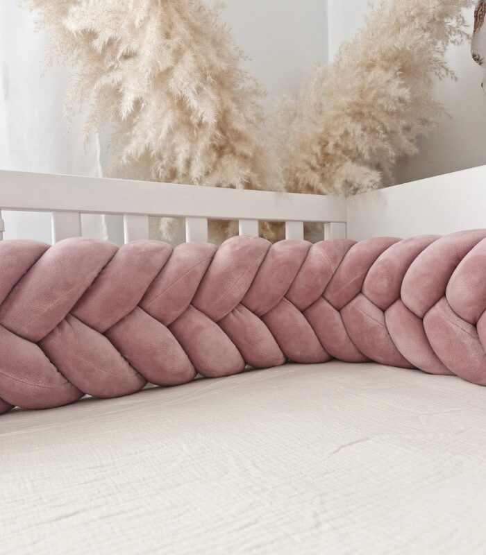 Wheat-Ear Braided Bumper Velvet, 5 Strands – Dusty Pink