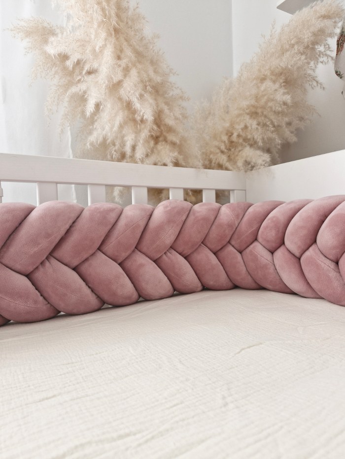 Wheat-Ear Braided Bumper Velvet, 5 Strands – Dusty Pink
