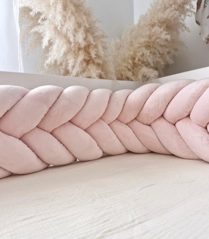 Wheat-Ear Braided Bumper Velvet, 5 Strands – Powder Pink