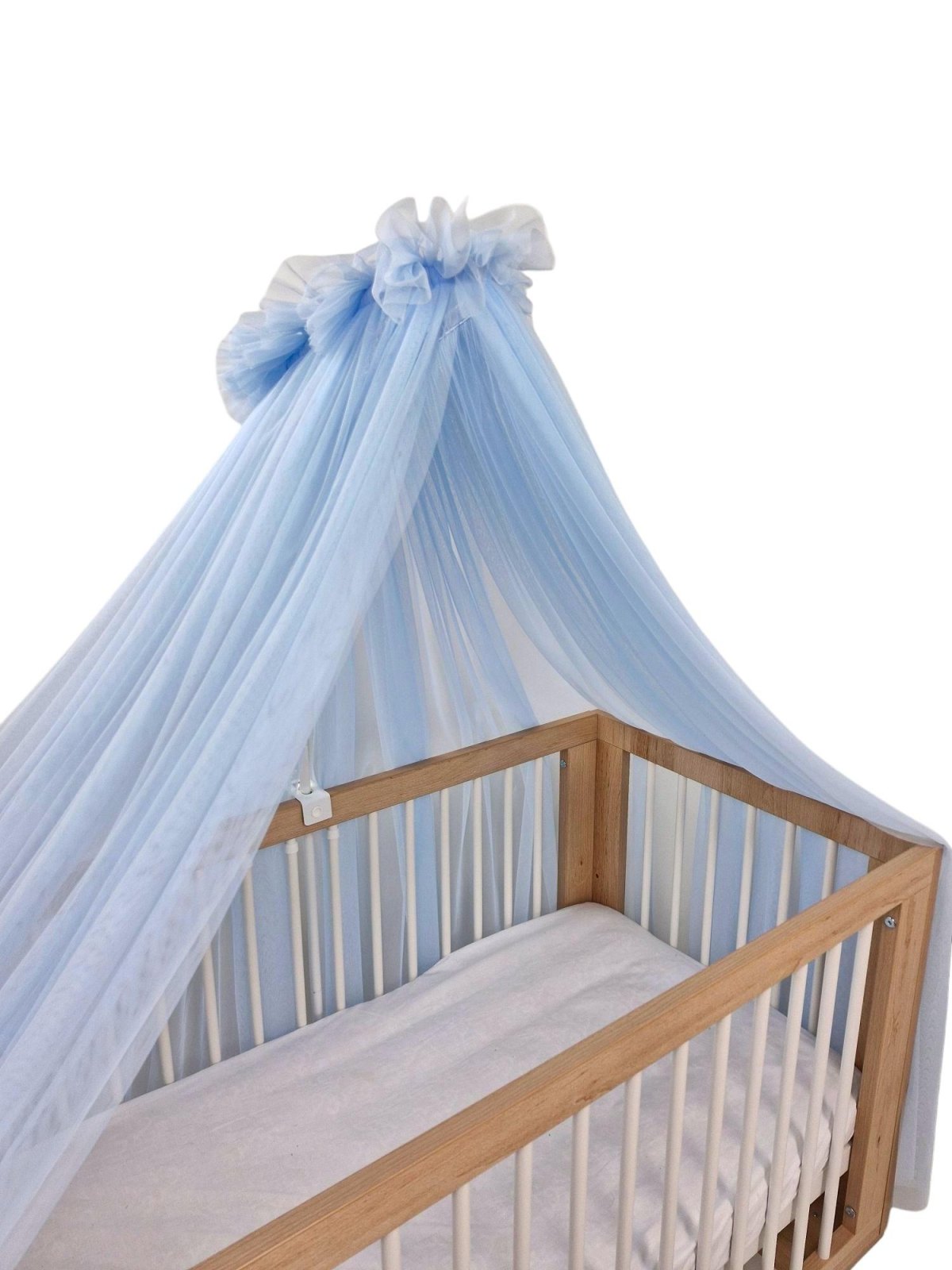 Tulle Bed Canopy with Frame – Baby Blue Tulle Bed Canopy with Frame – Baby Blue