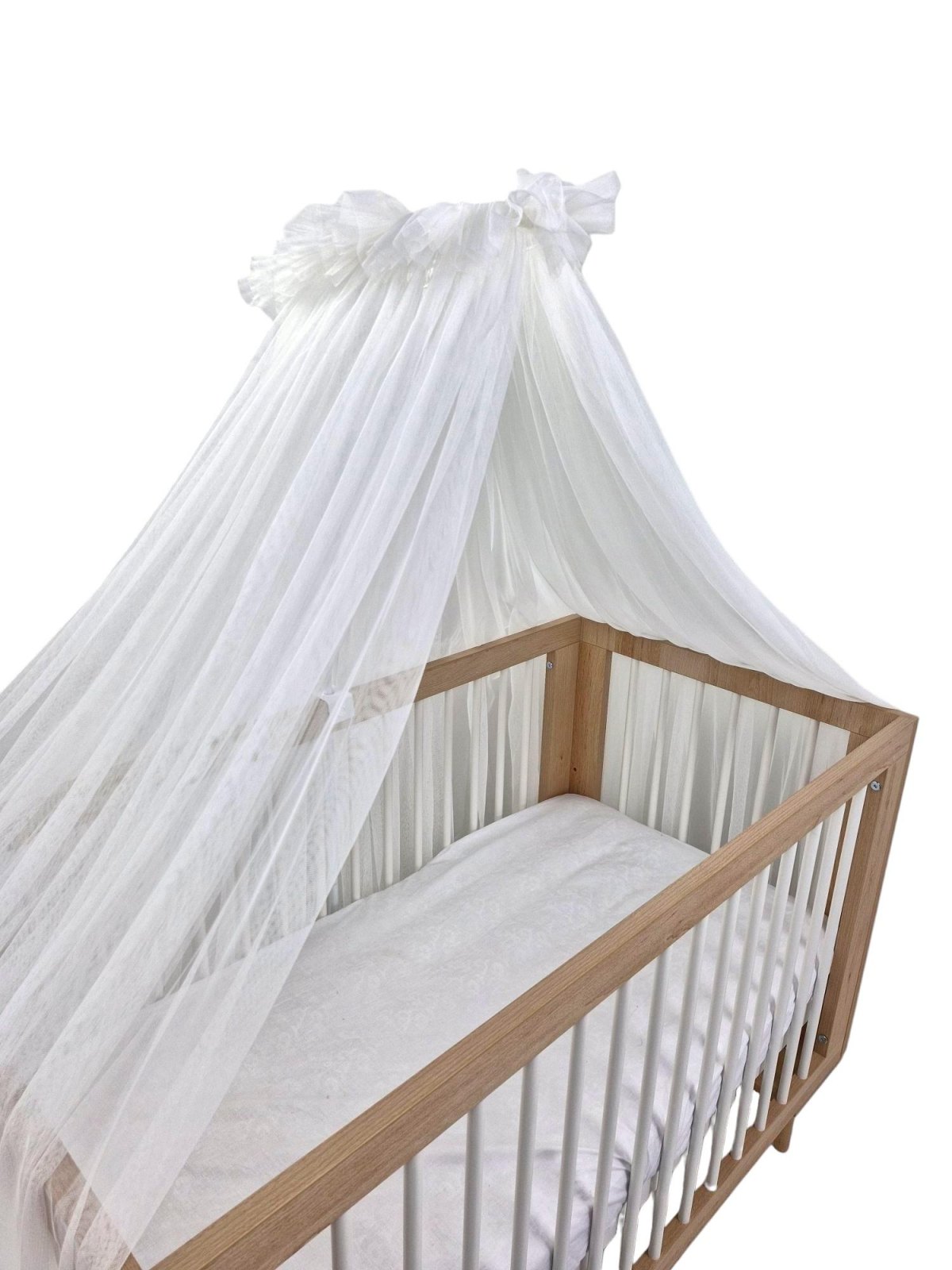 Tulle Bed Canopy with Frame – Cream White Tulle Bed Canopy with Frame – Cream White