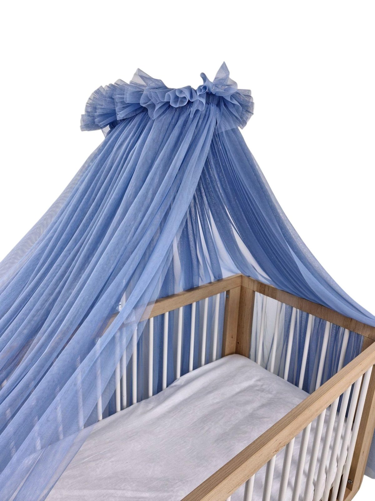 Tulle Bed Canopy with Frame – Denim Blue Tulle Bed Canopy with Frame – Denim Blue