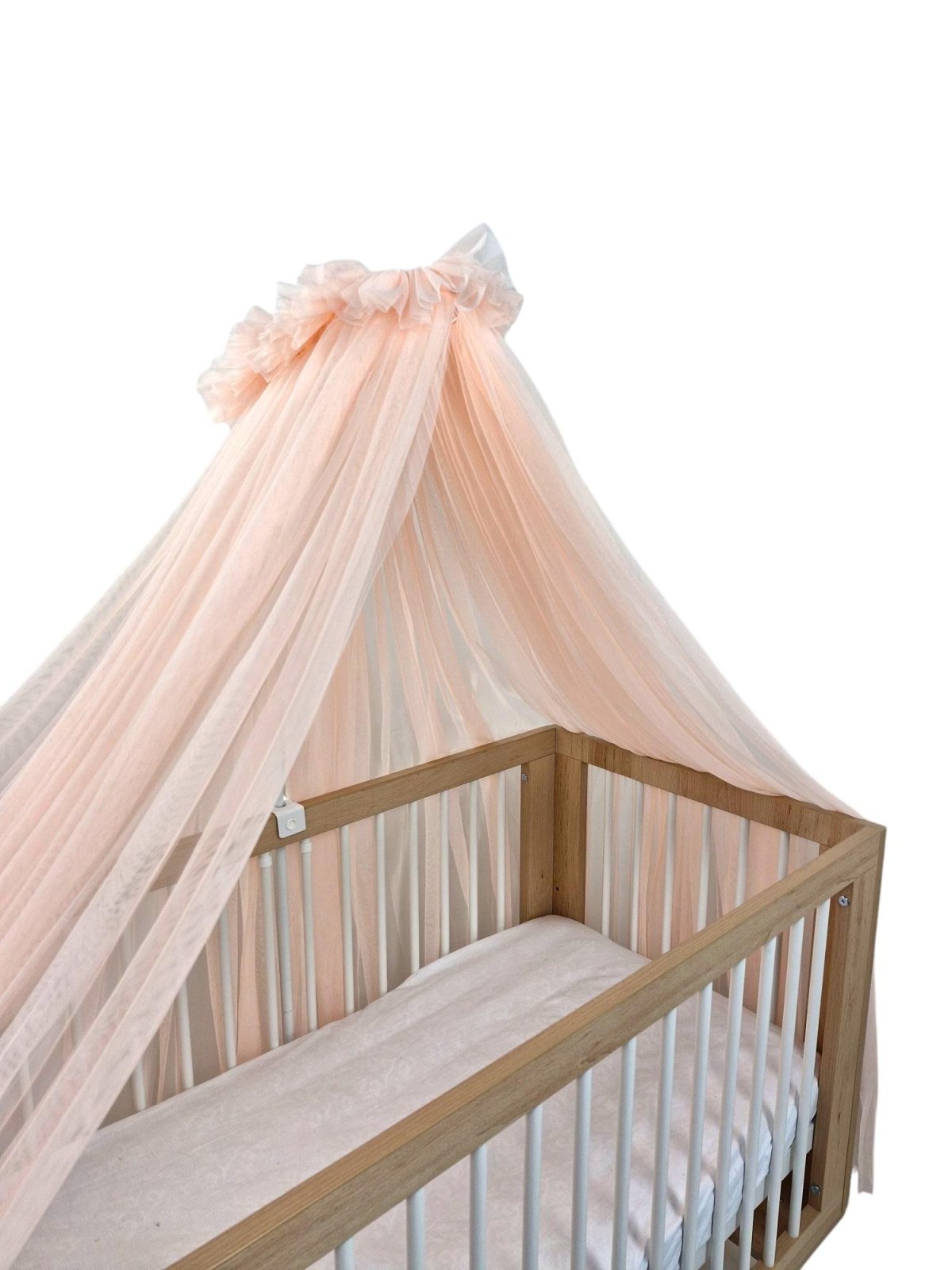 Tulle Bed Canopy with Frame – Salmon Tulle Bed Canopy with Frame – Salmon