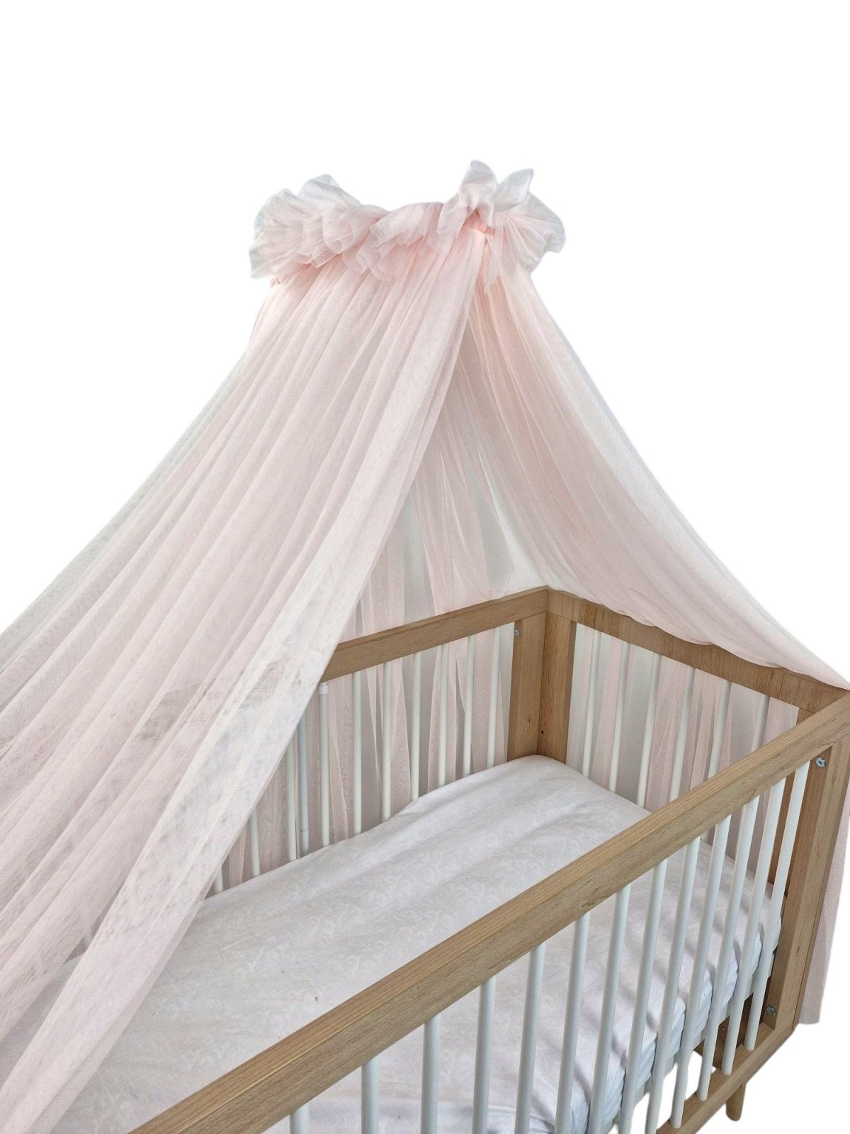 Tulle Bed Canopy with Frame – Powder Pink Tulle Bed Canopy with Frame – Powder Pink