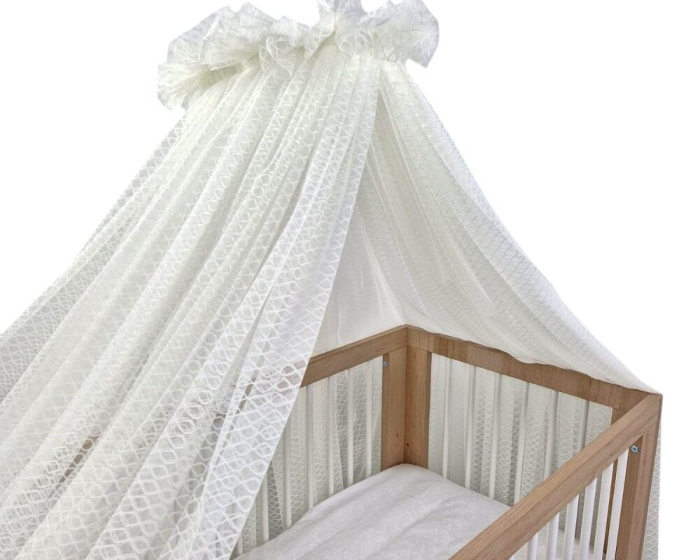 Wave Tulle Bed Canopy with Frame – Ecru Wave Tulle Bed Canopy with Frame – Ecru
