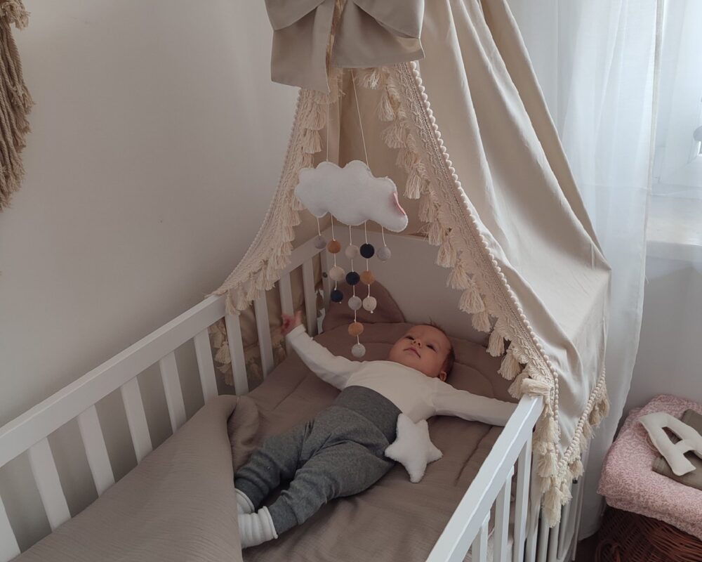 Boho Cotton Bed Canopy with Frame Boho Cotton Bed Canopy with Frame
