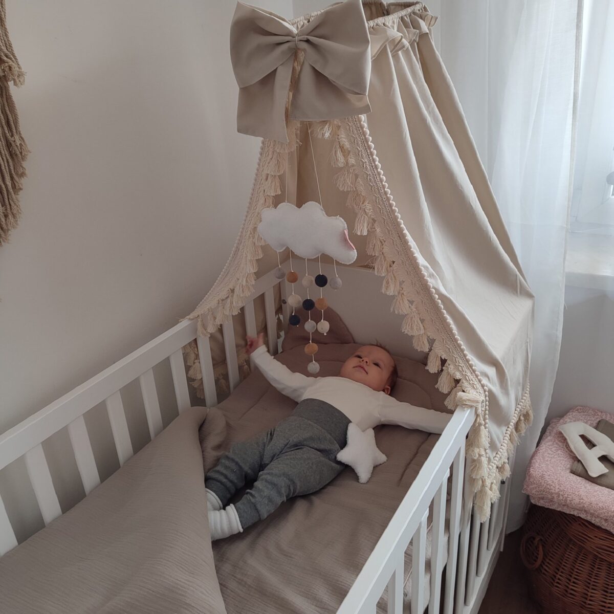 Boho Cotton Bed Canopy with Frame Boho Cotton Bed Canopy with Frame