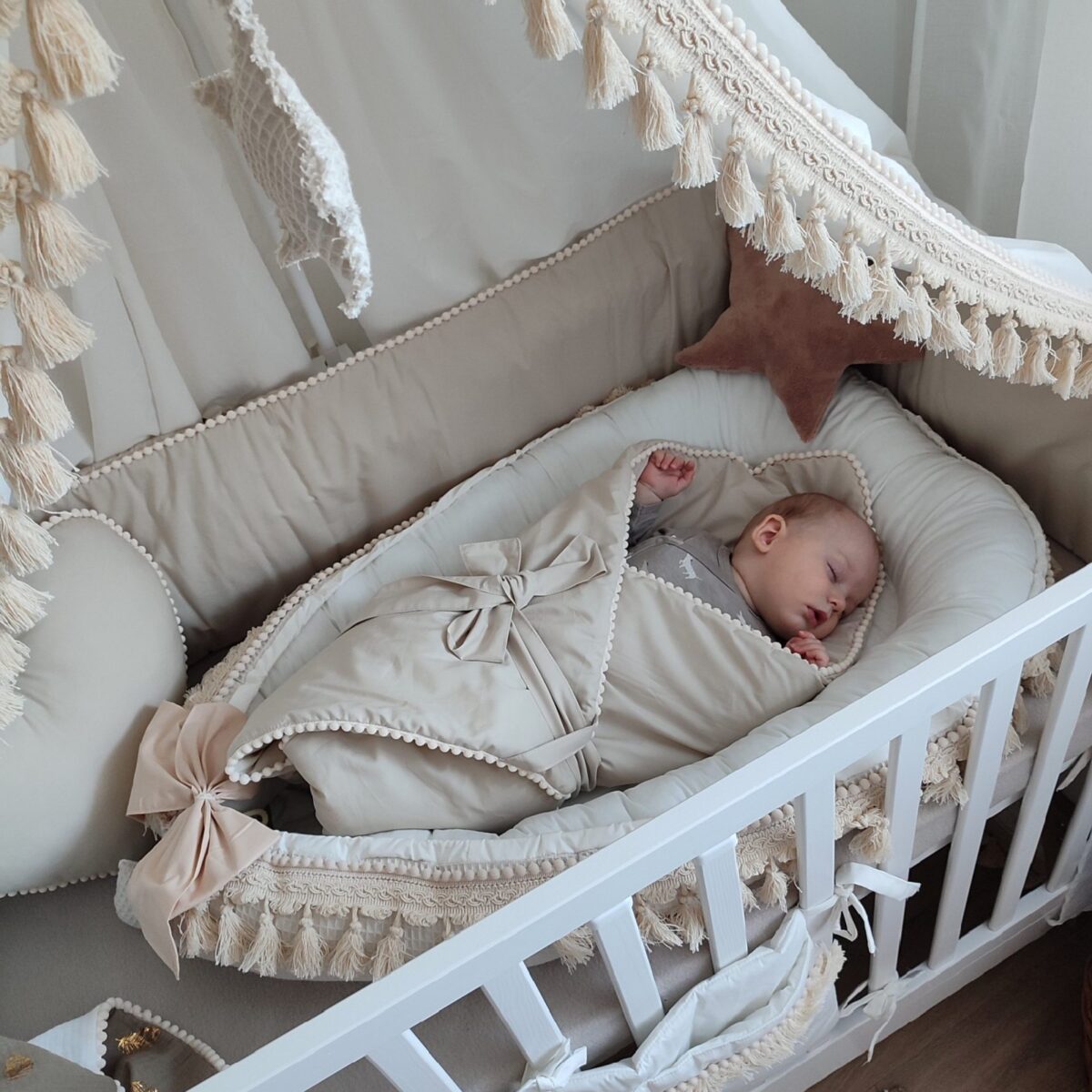 Boho Cotton Bed Canopy with Frame Boho Cotton Bed Canopy with Frame