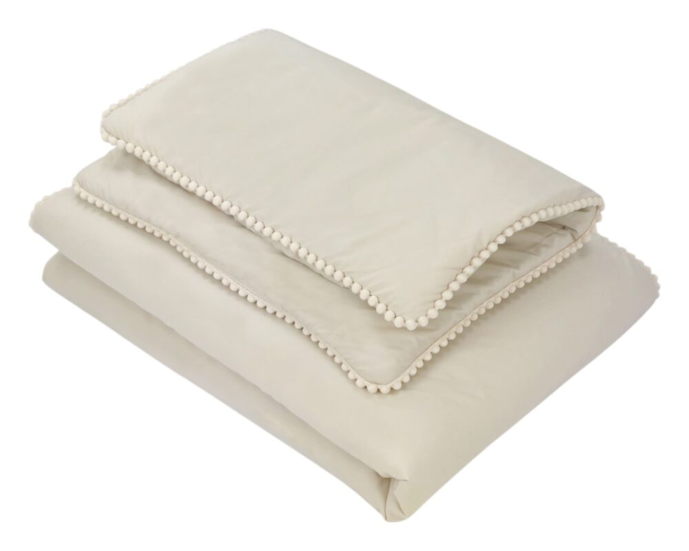Boho Bedding Set with Pompoms – Beige Boho Bedding Set with Pompoms – Beige