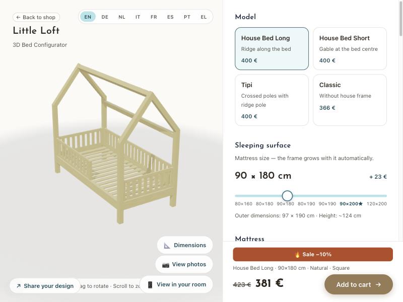 Little Loft – 3D bed configurator