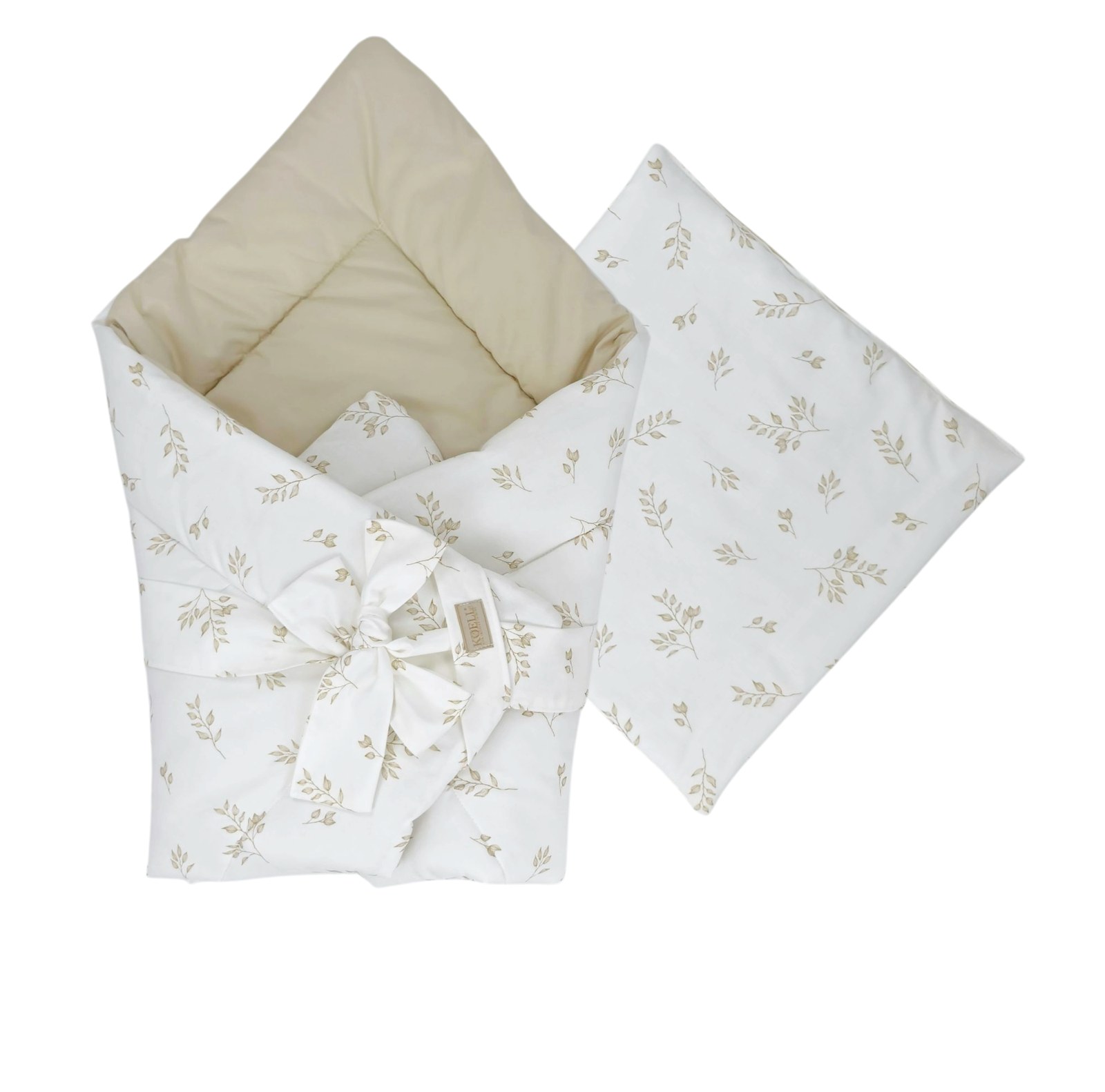 2-in-1 Swaddle Wrap 75 × 75 cm with Pillow 35 × 35 cm – Boho Leaves 2-in-1 Swaddle Wrap 75 × 75 cm with Pillow 35 × 35 cm – Boho Leaves