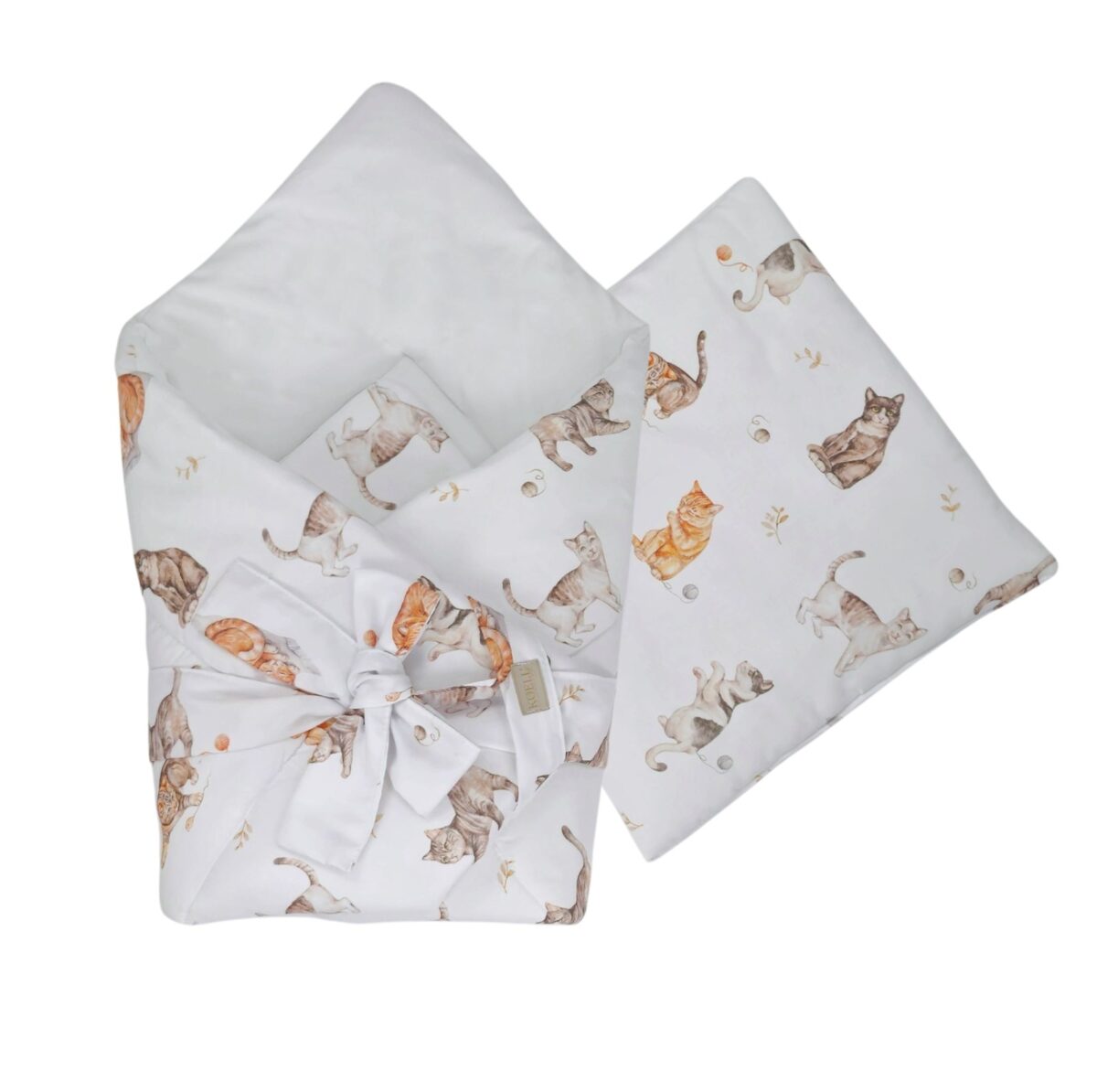 2-in-1 Swaddle Wrap 75 × 75 cm with Pillow 35 × 35 cm – Kittens 2-in-1 Swaddle Wrap 75 × 75 cm with Pillow 35 × 35 cm – Kittens