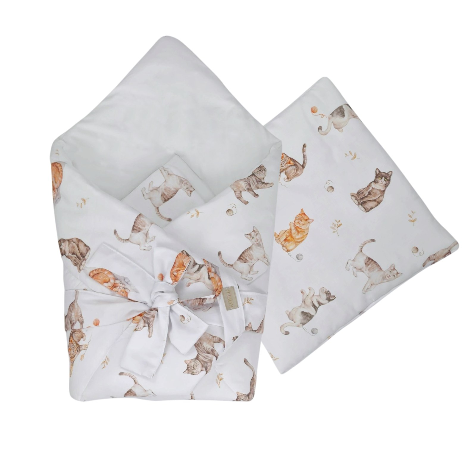 2-in-1 Swaddle Wrap 75 × 75 cm with Pillow 35 × 35 cm – Kittens 2-in-1 Swaddle Wrap 75 × 75 cm with Pillow 35 × 35 cm – Kittens