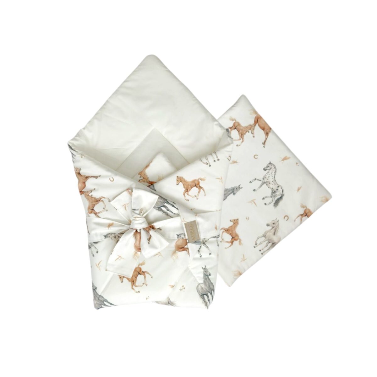 2-in-1 Swaddle Wrap 75 × 75 cm with Pillow 35 × 35 cm – Horses 2-in-1 Swaddle Wrap 75 × 75 cm with Pillow 35 × 35 cm – Horses