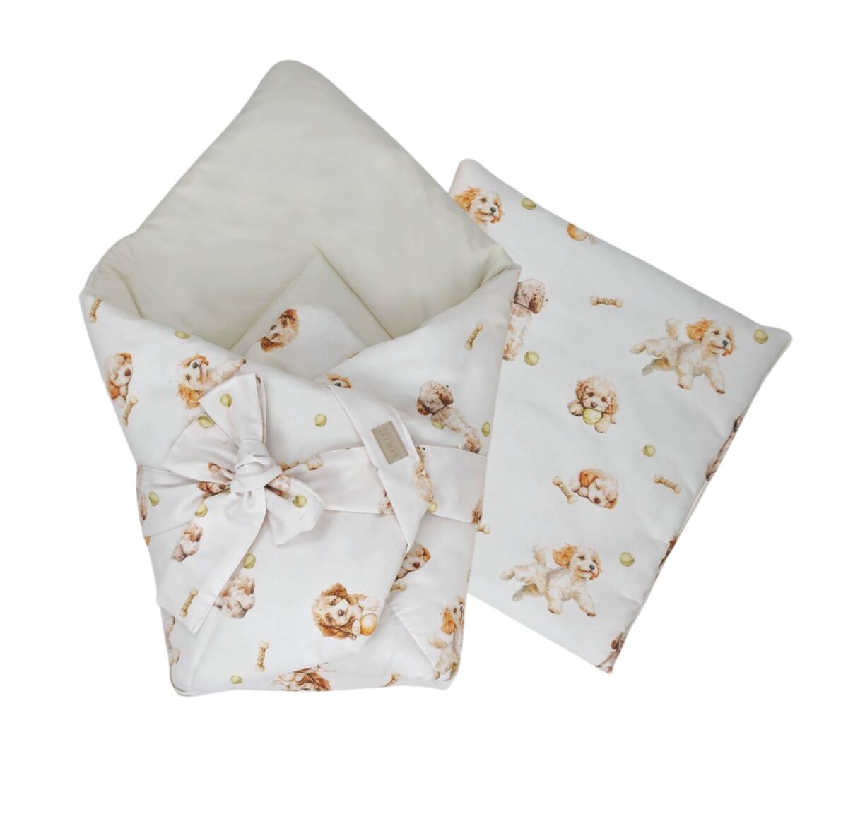 2-in-1 Swaddle Wrap 75 × 75 cm with Pillow 35 × 35 cm – Puppy Love 2-in-1 Swaddle Wrap 75 × 75 cm with Pillow 35 × 35 cm – Puppy Love