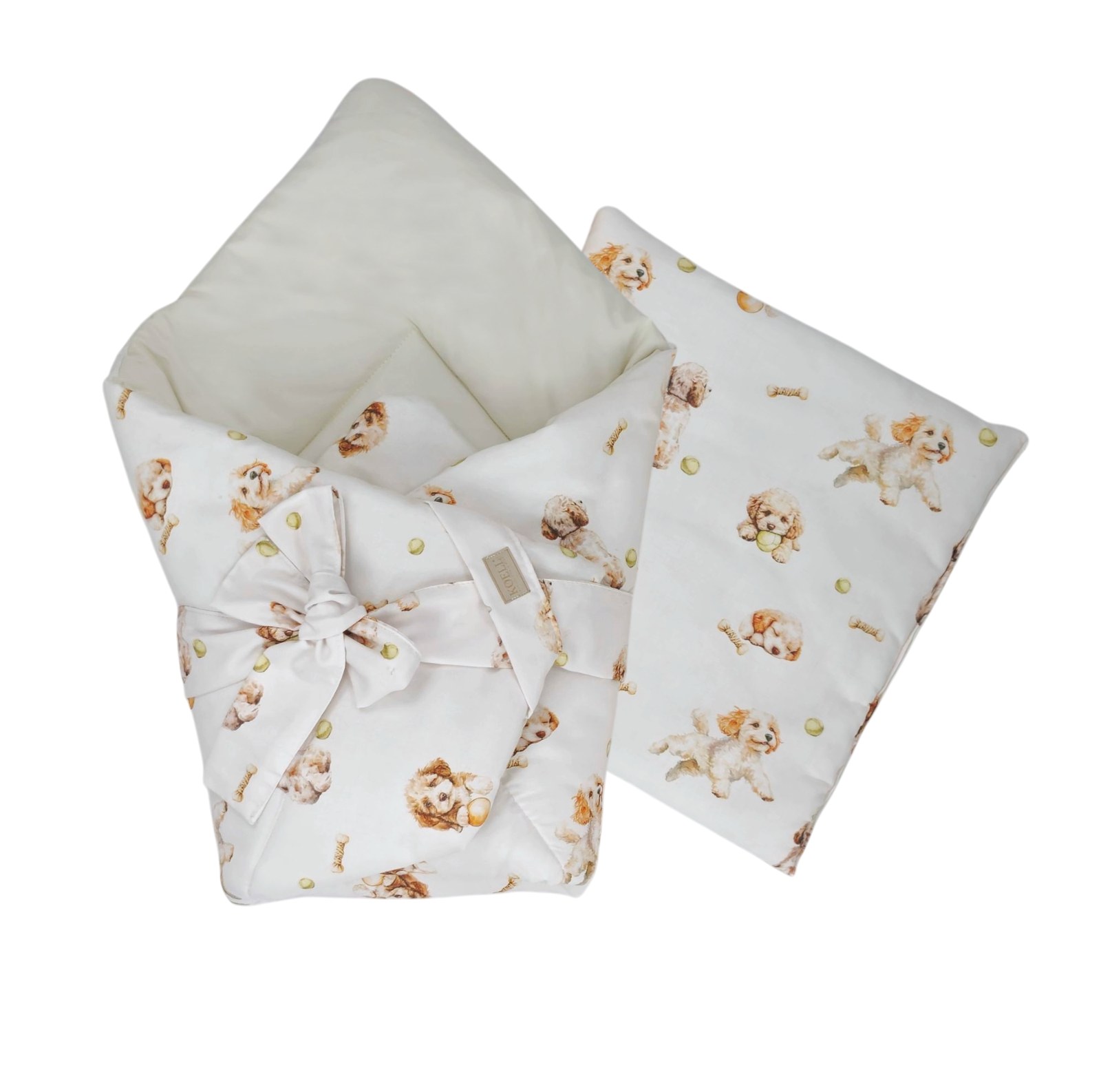 2-in-1 Swaddle Wrap 75 × 75 cm with Pillow 35 × 35 cm – Puppy Love 2-in-1 Swaddle Wrap 75 × 75 cm with Pillow 35 × 35 cm – Puppy Love