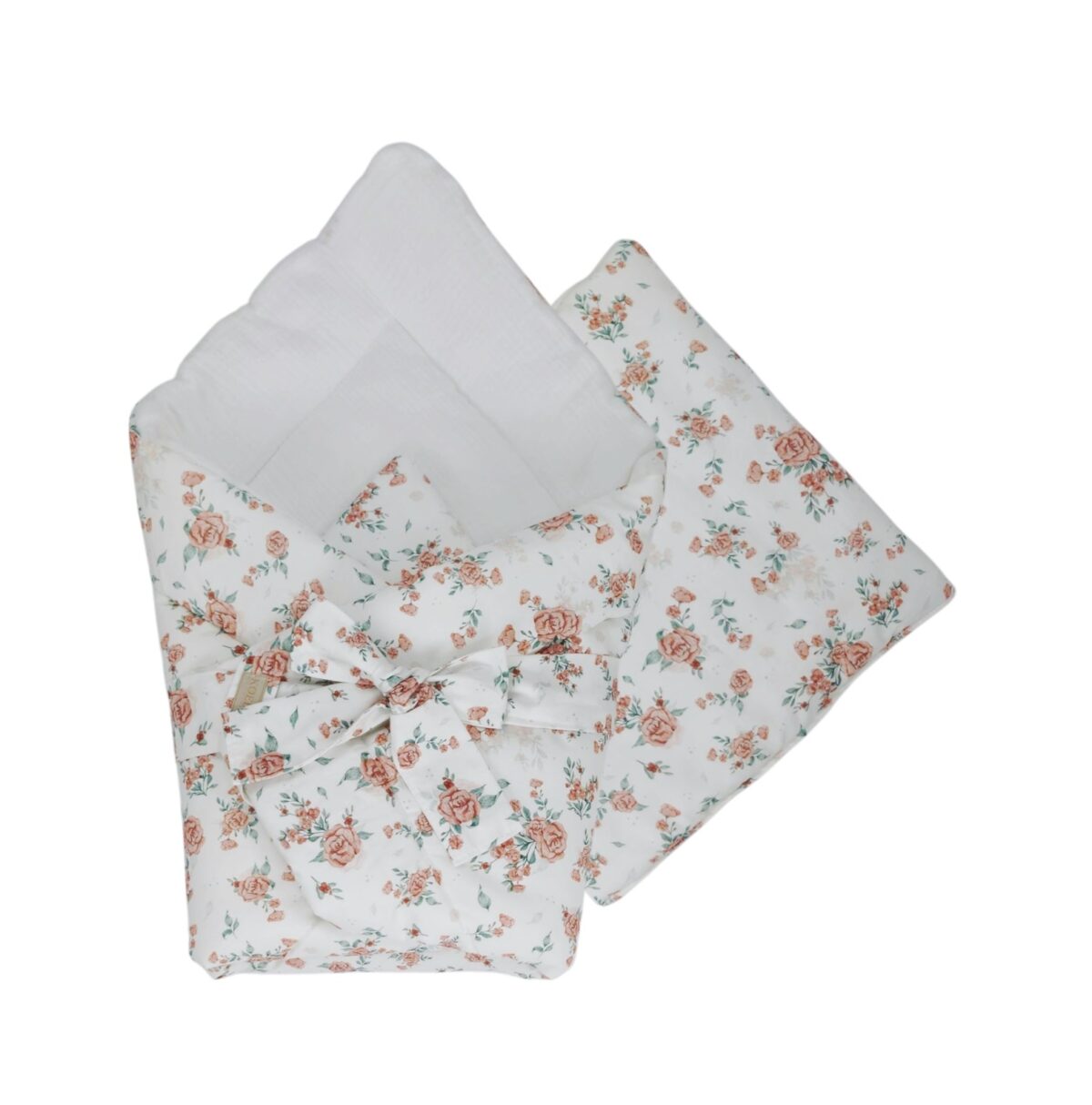 2-in-1 Swaddle Wrap 75 × 75 cm with Pillow 35 × 35 cm – Roses 2-in-1 Swaddle Wrap 75 × 75 cm with Pillow 35 × 35 cm – Roses