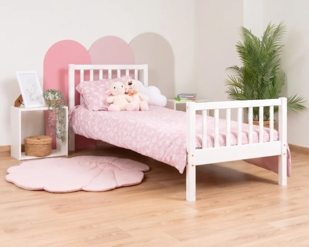 ELLA Children’s Bed in pine wood, white, in the children's room