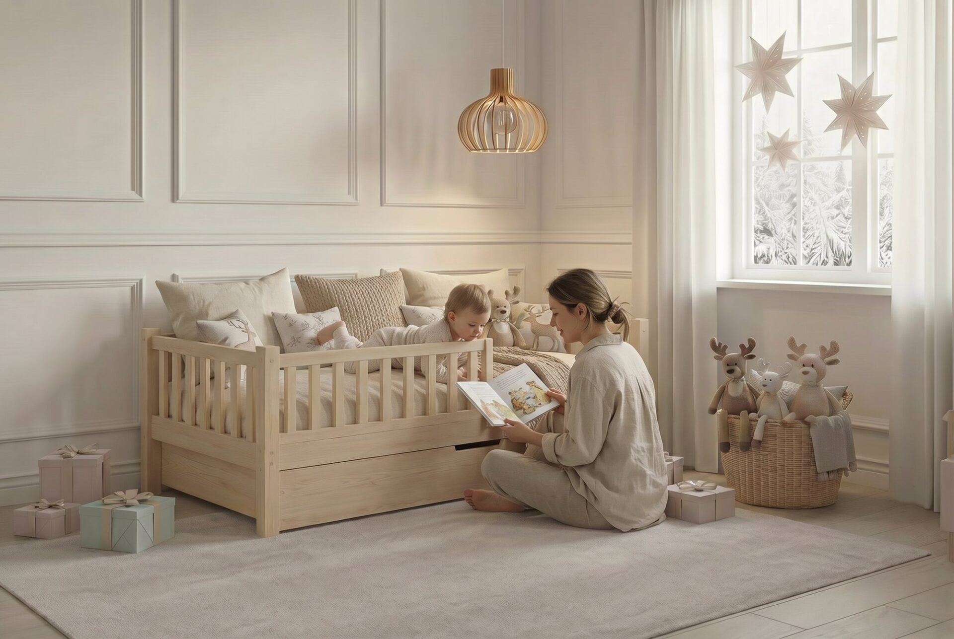 ANELLA Children’s Bed with Drawer – story time together ANELLA Children’s Bed with Drawer – story time together