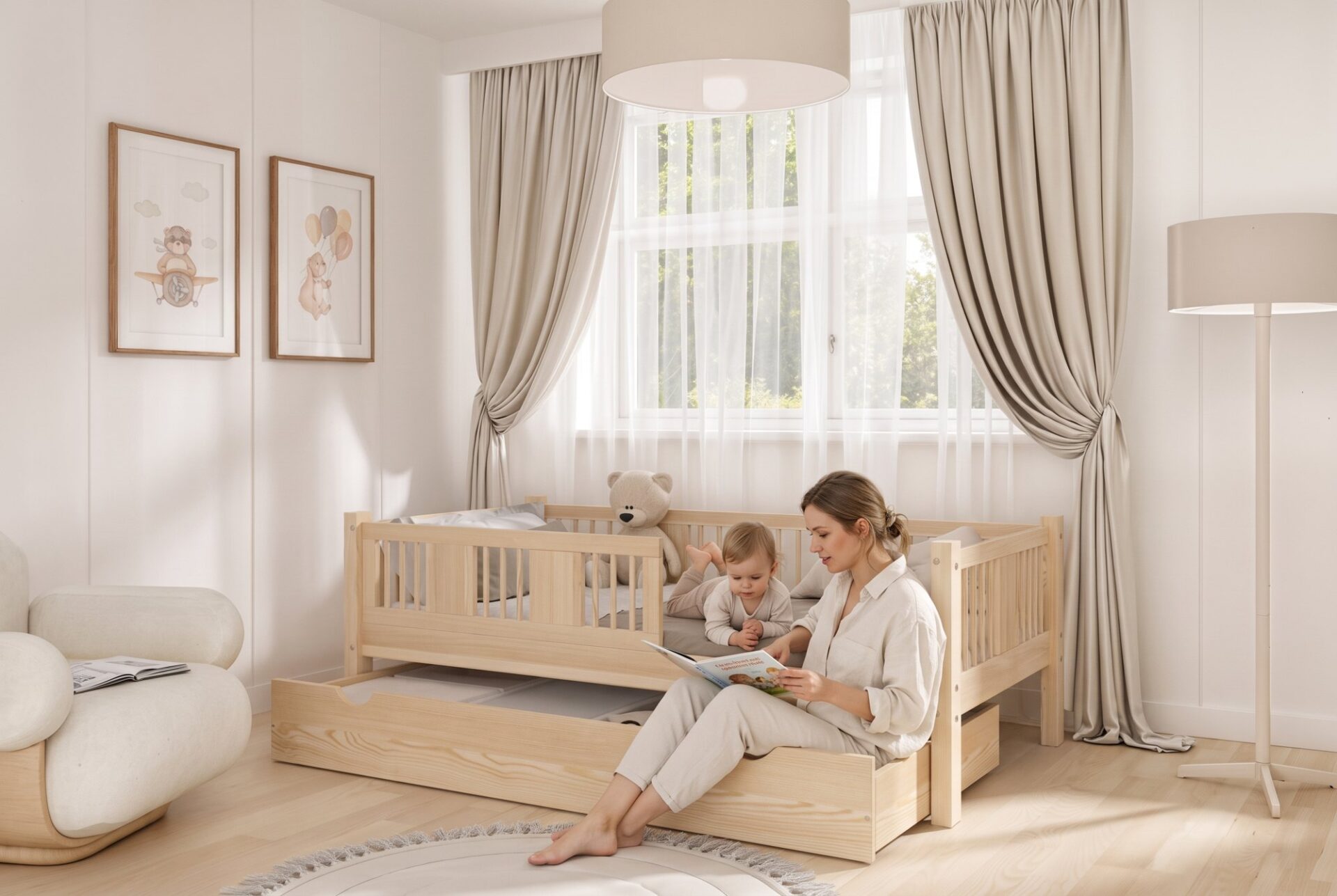 LUNA Children’s Bed with Drawer – story time together LUNA Children’s Bed with Drawer – story time together