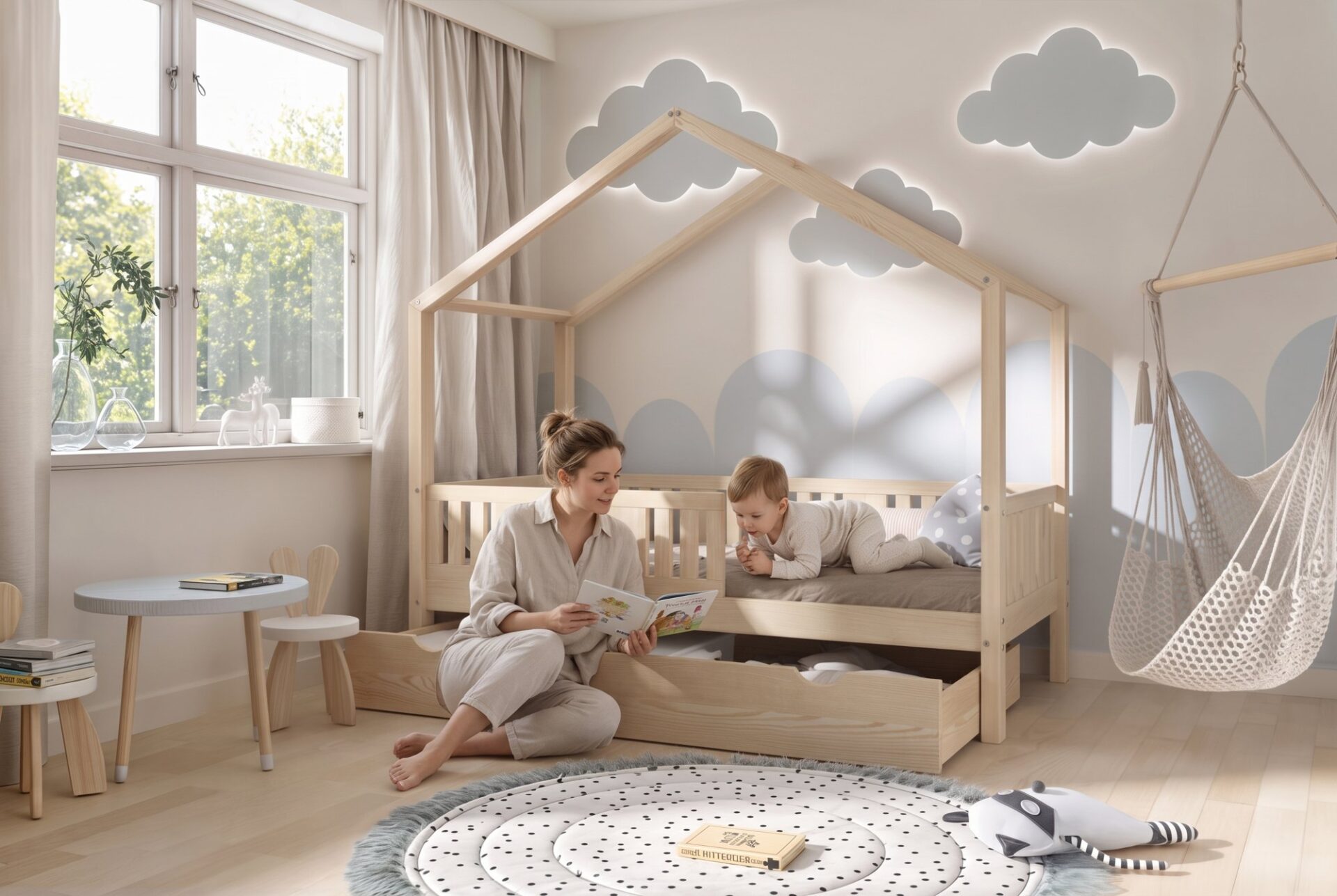 LUNETTA Children’s Bed with Drawer – story time together LUNETTA Children’s Bed with Drawer – story time together