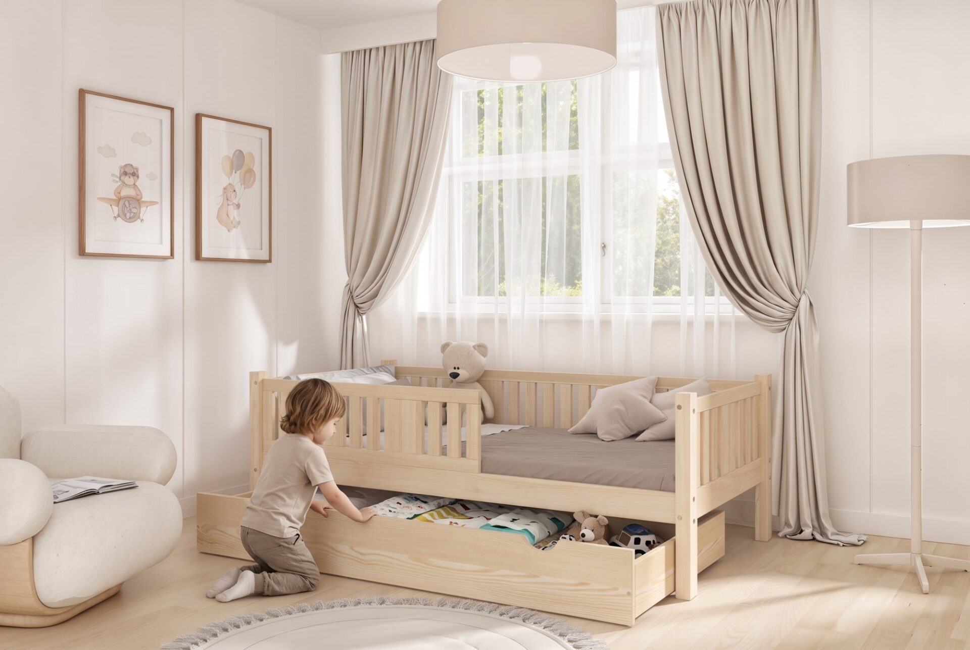 NIKO Children’s Bed with Drawer – everyday life Cama de criança NIKO com gaveta – no dia a dia