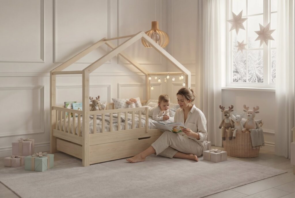 SELVIA Children’s Bed with Drawer – story time together