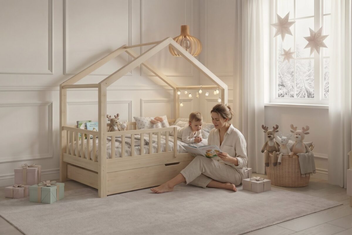 SELVIA Children’s Bed with Drawer – story time together