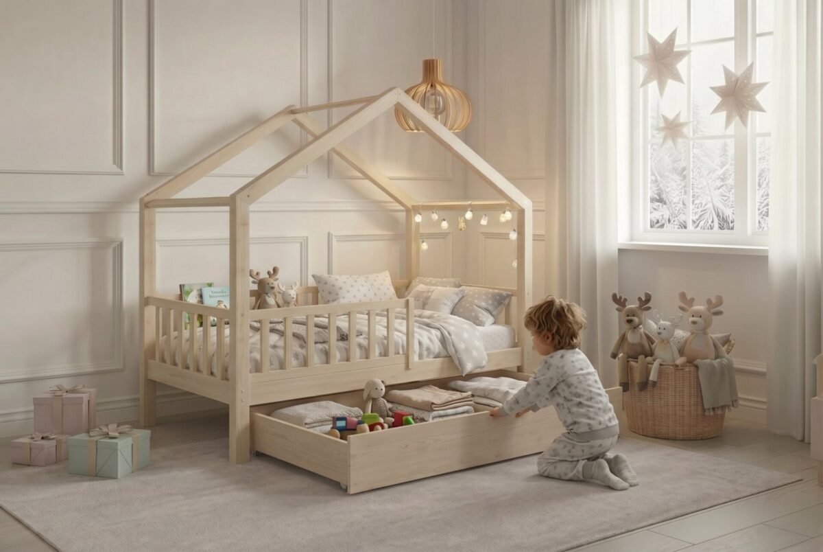 Kinderbett SELVIA mit Schublade – im Alltag