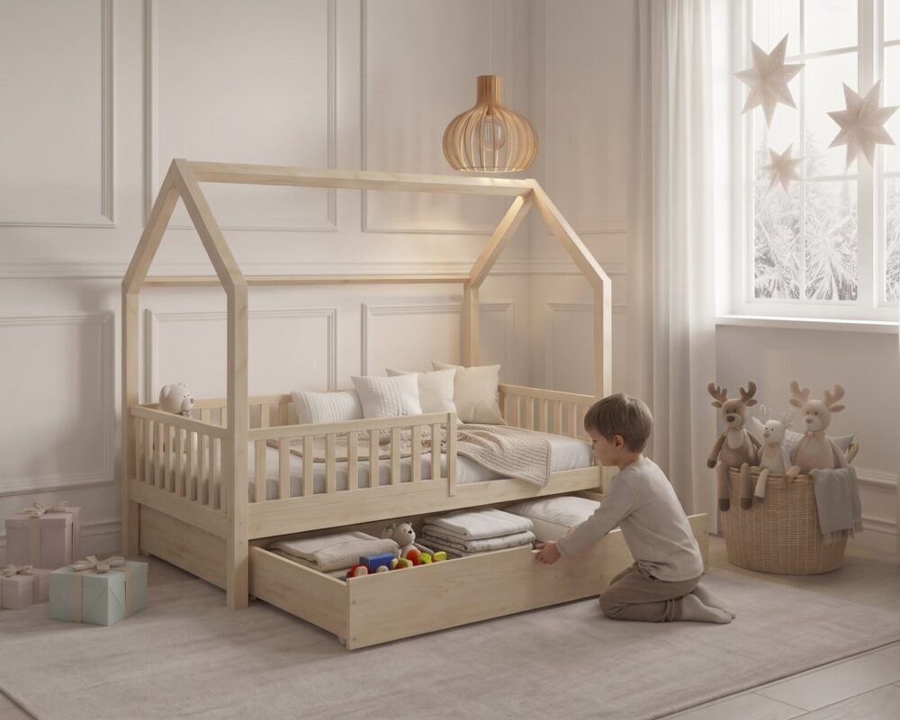 Child in the SOLETTA Children’s Bed with Drawer