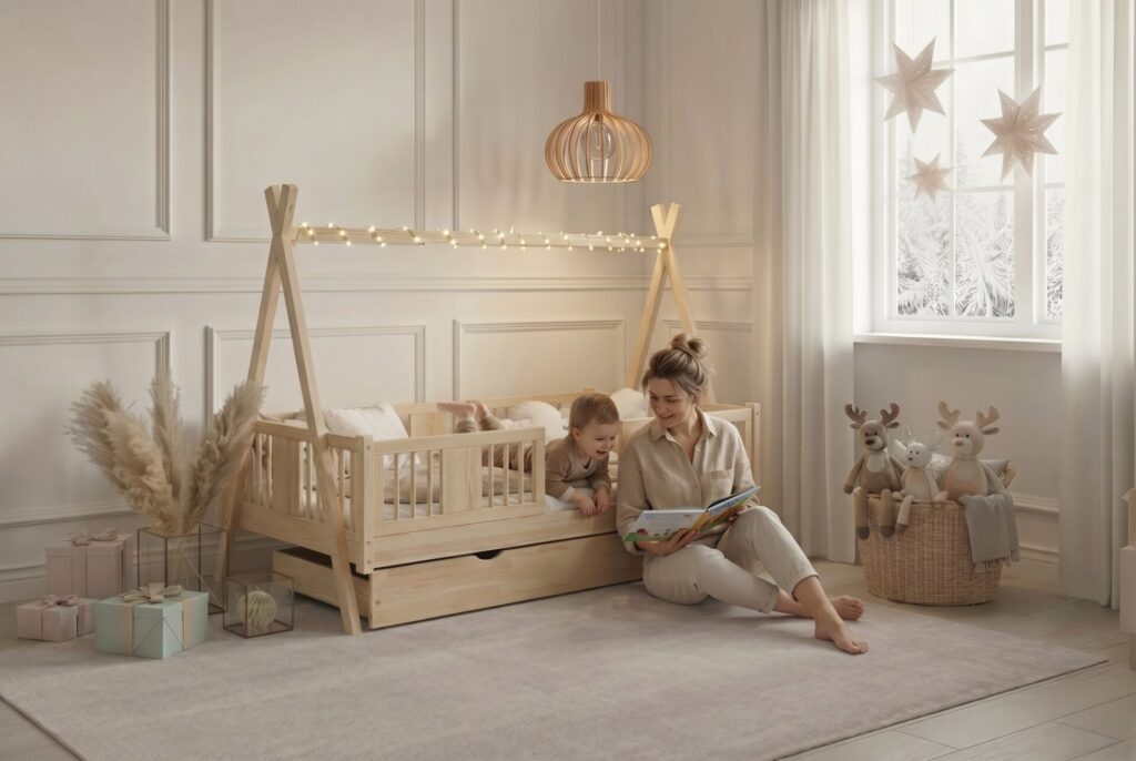 TIPI LUNA Children’s Bed – story time together