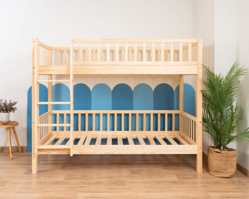 KOSMO Bunk Bed – natural pine (1) KOSMO Bunk Bed in pine wood, natural pine