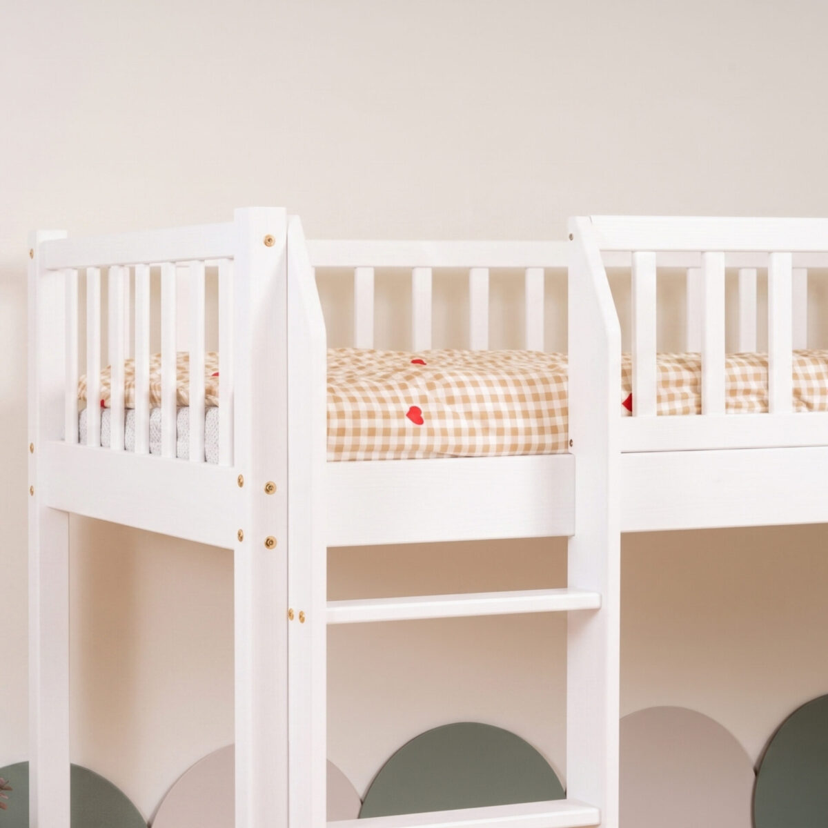 KOSMO Loft Bed in pine wood, white