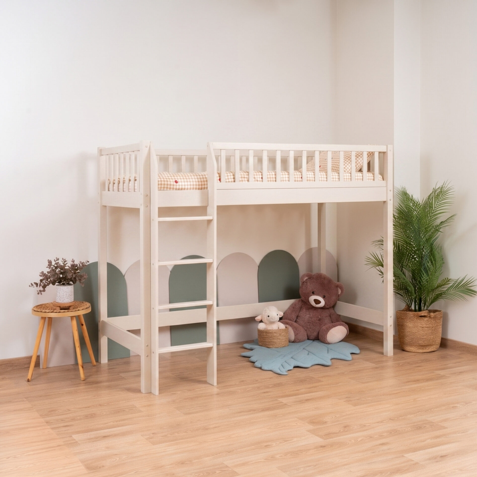 KOSMO Loft Bed in pine wood, cashmere