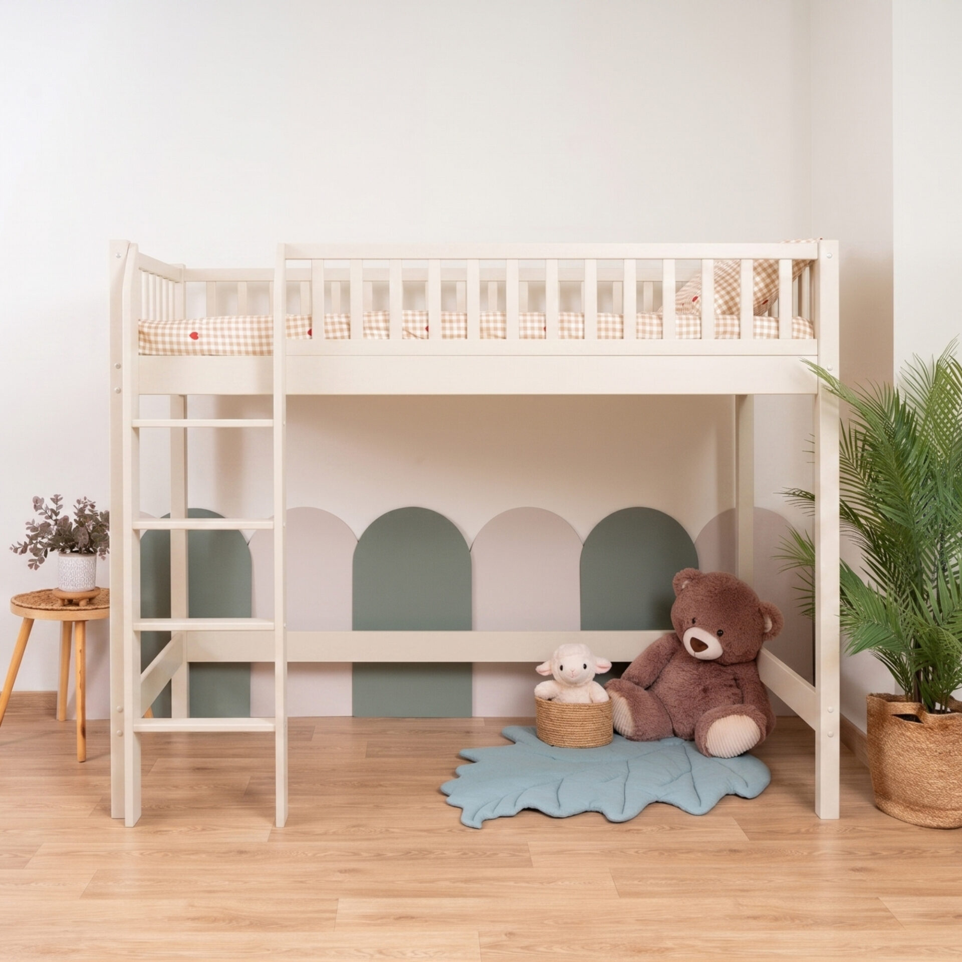 KOSMO Loft Bed in pine wood, cashmere