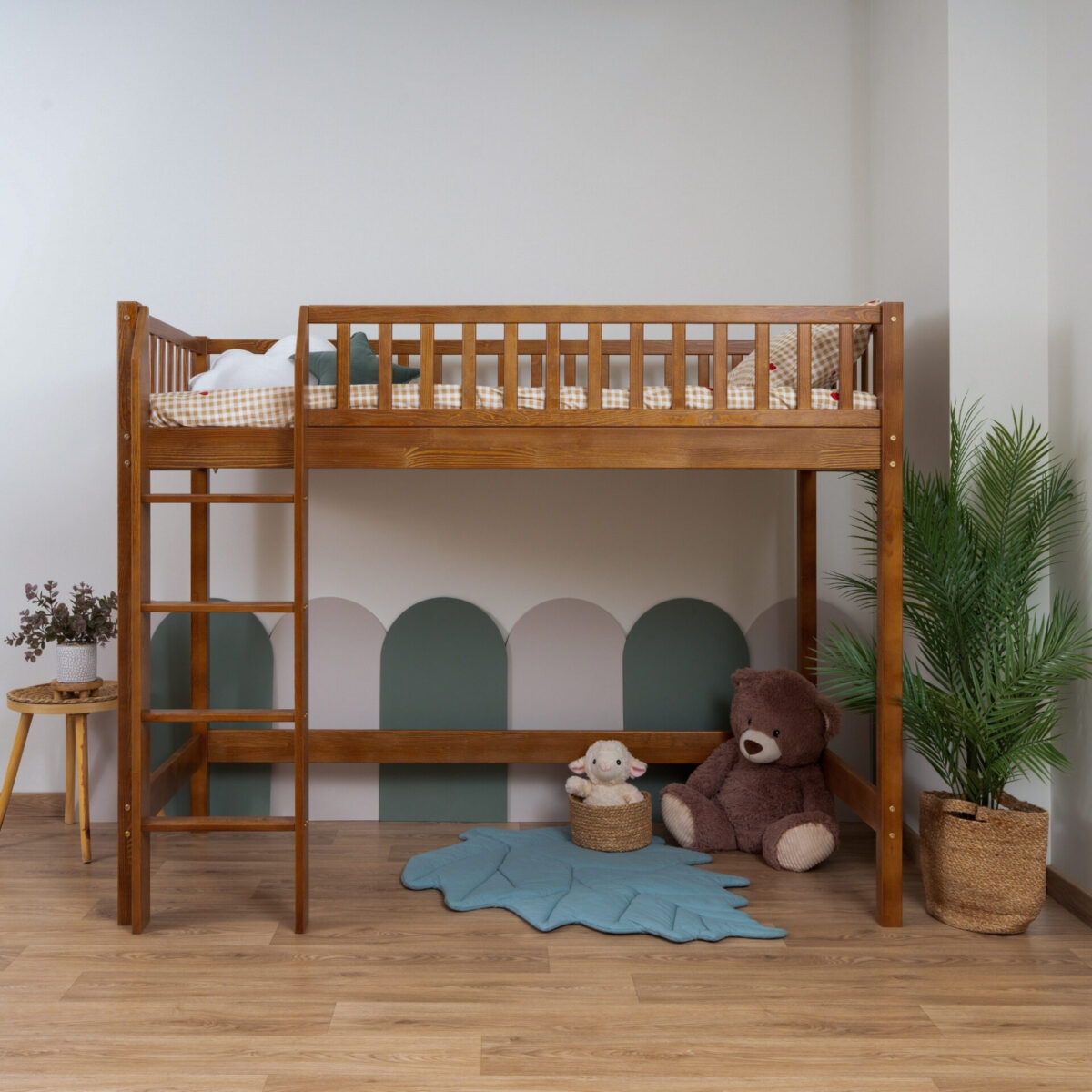 KOSMO Loft Bed in pine wood, Retro