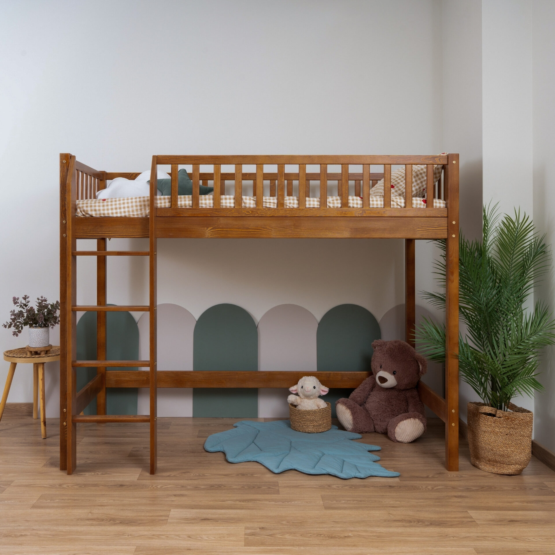KOSMO Loft Bed in pine wood, Retro