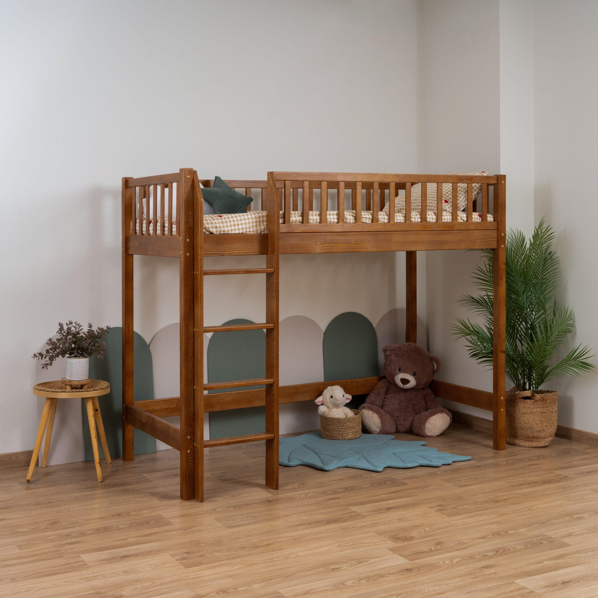 KOSMO Loft Bed in pine wood, Retro