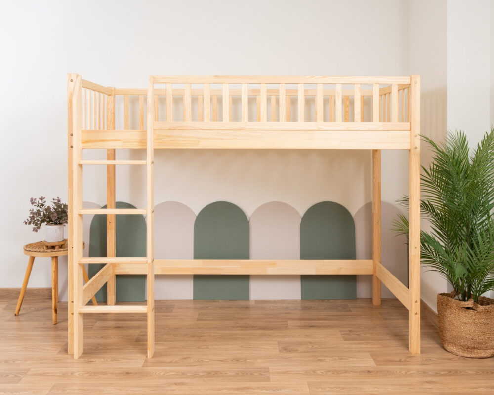 KOSMO Loft Bed in pine wood, natural pine