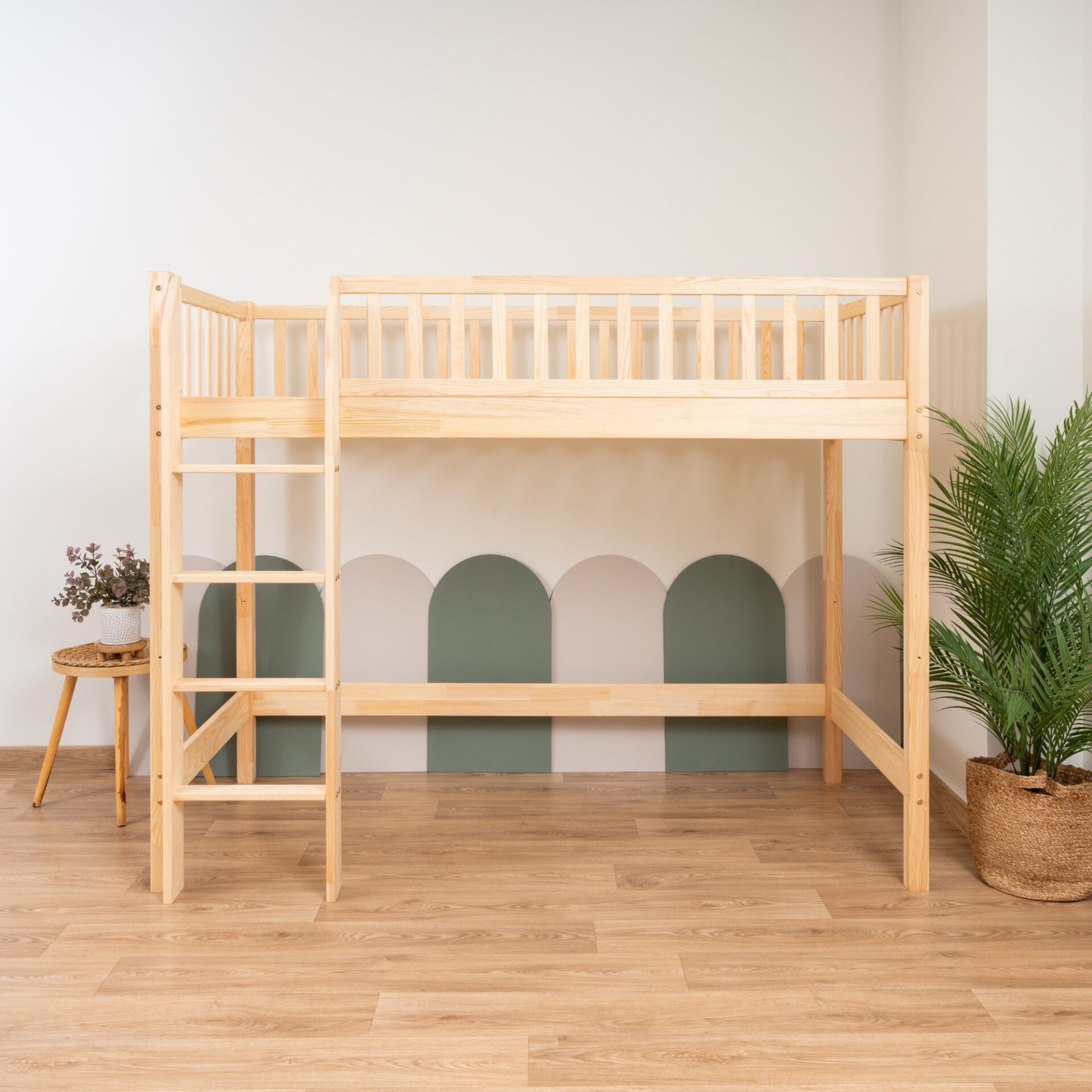 KOSMO Loft Bed in pine wood, natural pine