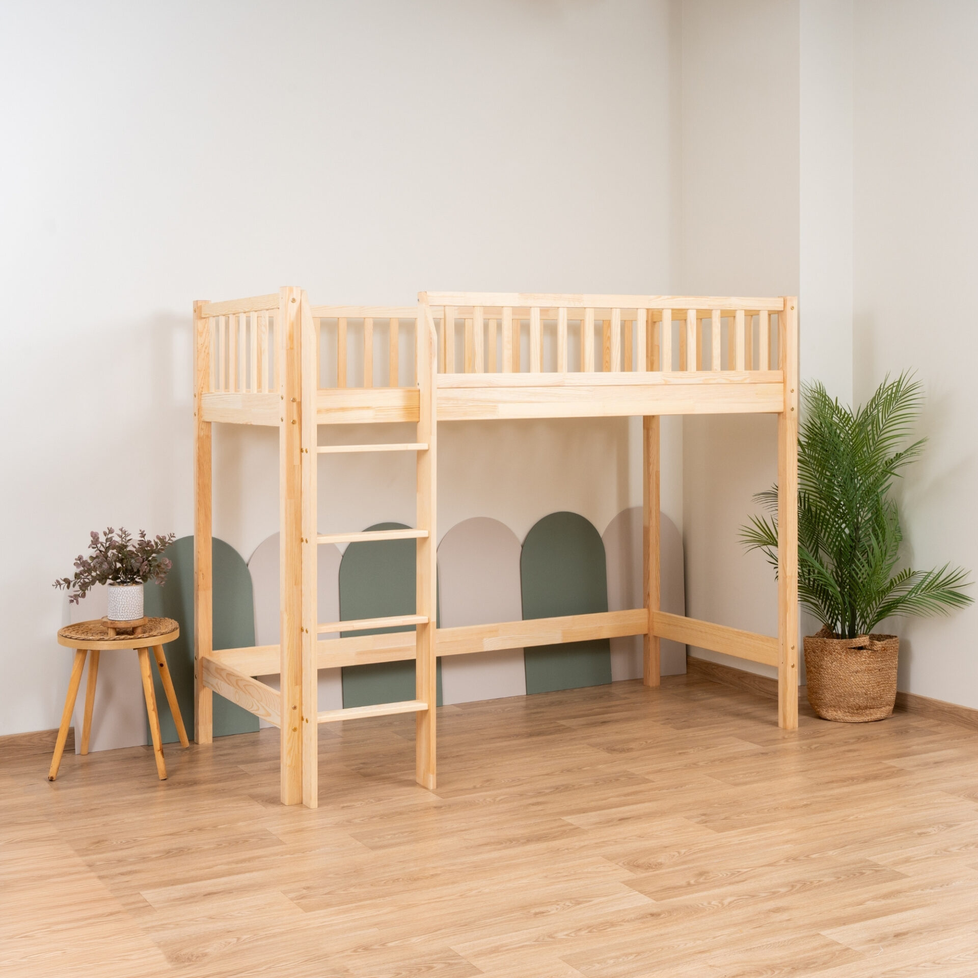 KOSMO Loft Bed in pine wood, natural pine