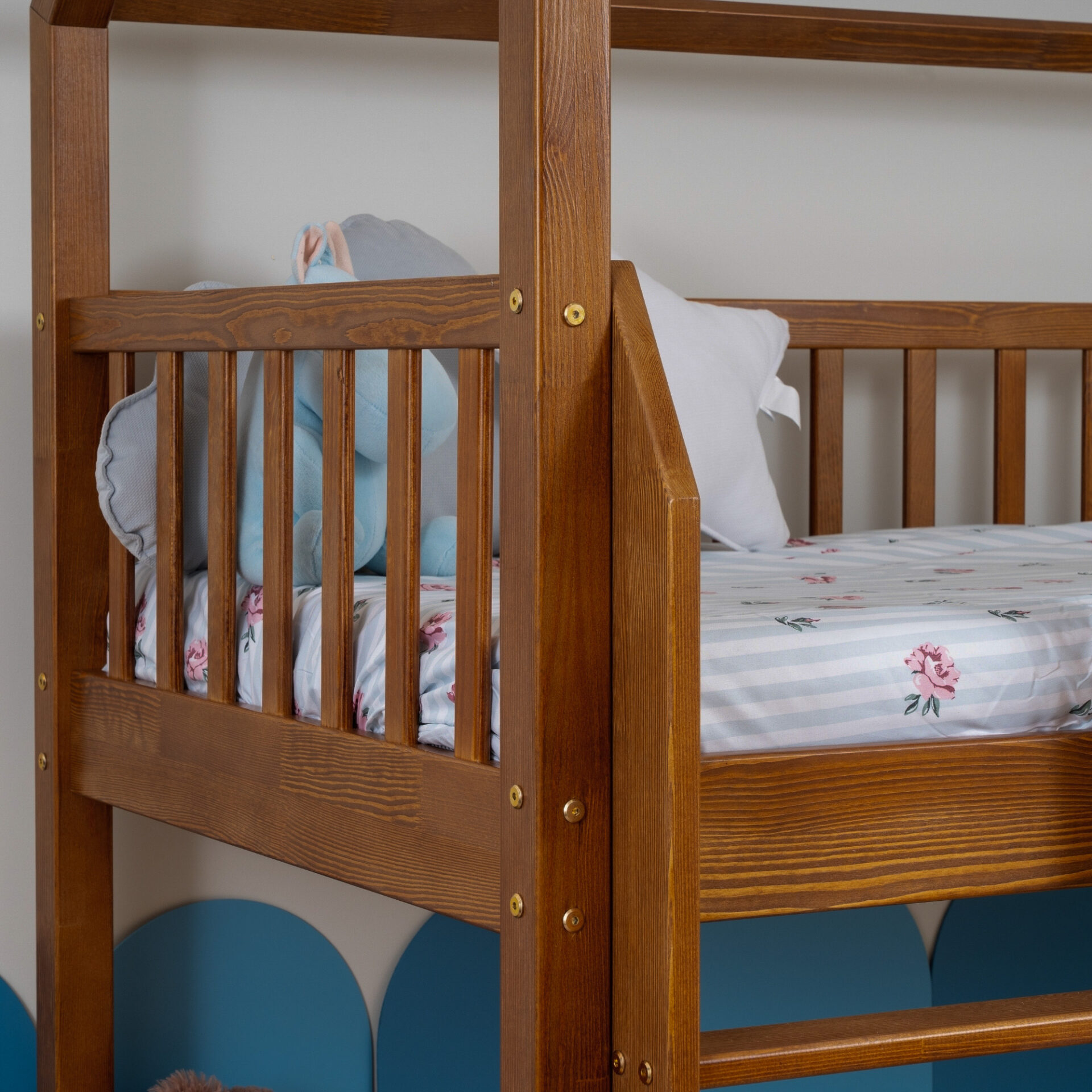 KOSMO Long Bunk Bed in pine wood, Retro