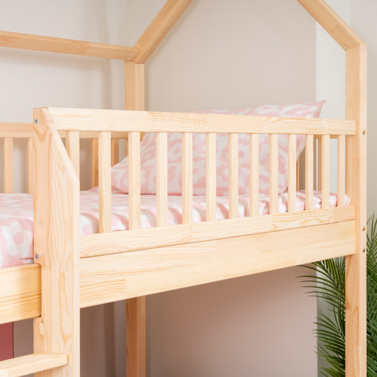KOSMO Long Bunk Bed in pine wood, natural pine