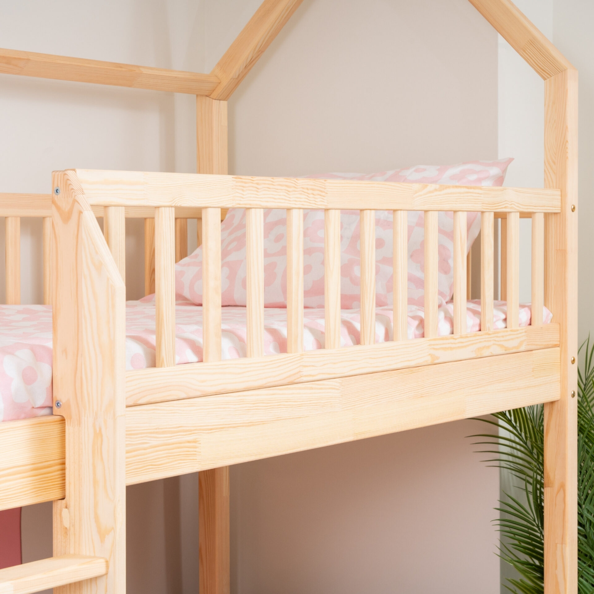 KOSMO Long Bunk Bed in pine wood, natural pine