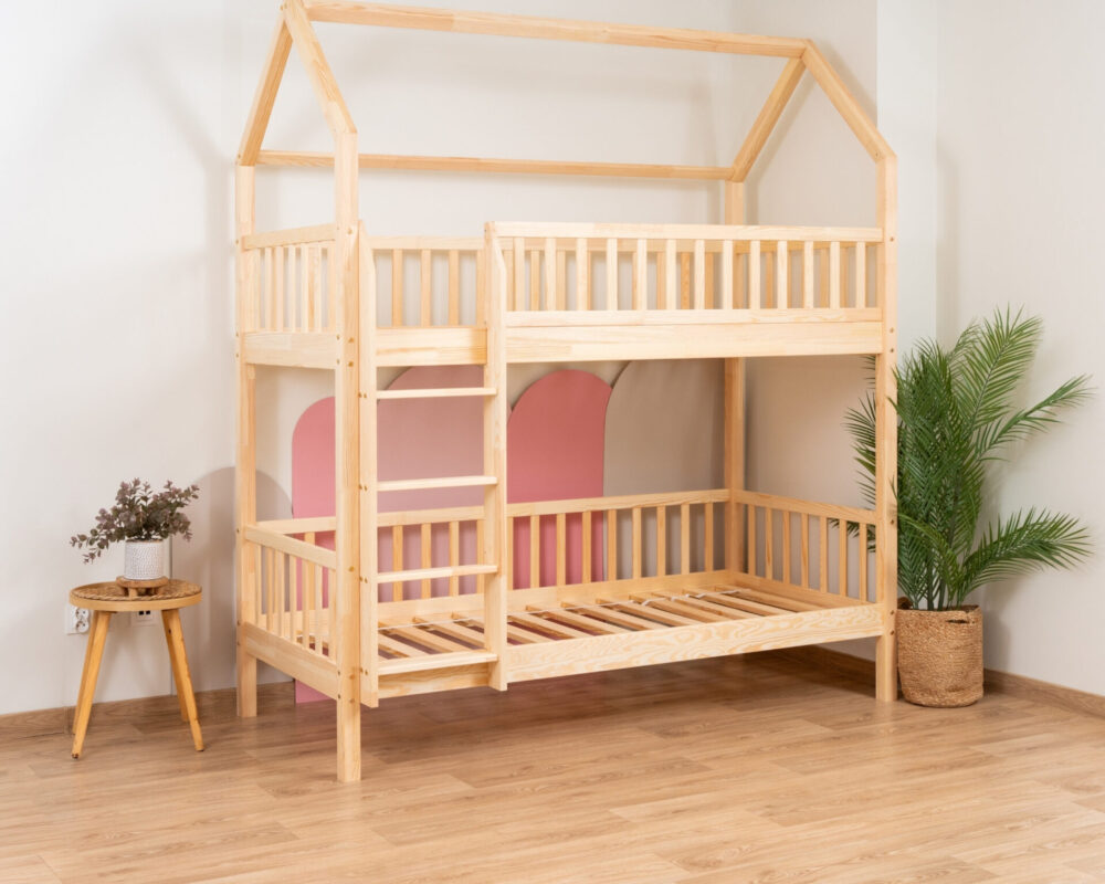 KOSMO Long Bunk Bed – natural pine (4) KOSMO Long Bunk Bed in pine wood, natural pine